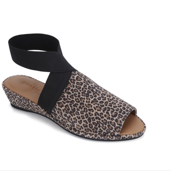Kenneth Cole Shoes - Gentle Souls Lily X-cross Elastic Ankle Strap Suede Cheetah Slip-On Sandals sz.9